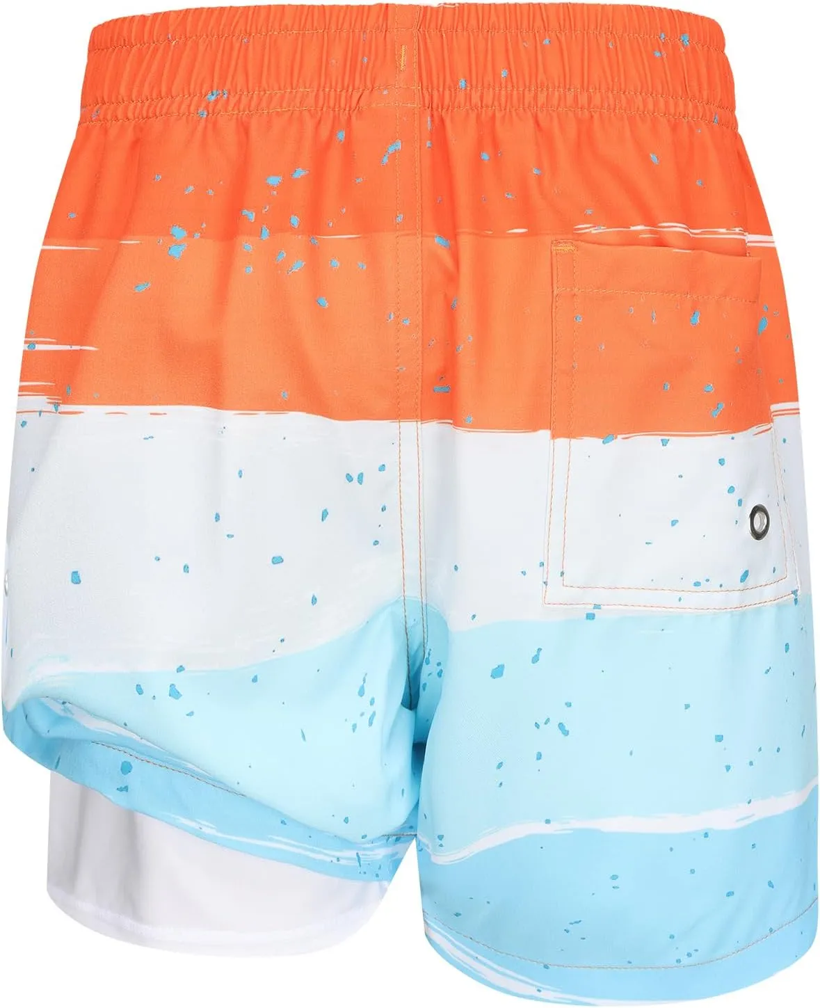 Aisyee Boys Swim Trunks with Compression Liner Swim Shorts Boys Boards Shorts with Boxer Brief Liner 7-16 Years