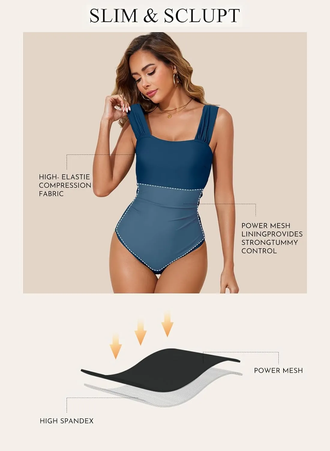 Aleumdr Women's One Piece Swimsuit Ruched Tummy Control Bathing Suit Adjustable Strap Full Coverage Swimwear