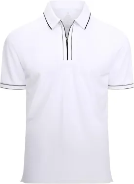 Alex Vando Mens Zipper Golf Shirt Moisture Wicking Zip Up Solid Fashion Polo Shirts