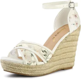 Allegra K Women's Espadrilles Lace Wedges Wedge Sandals