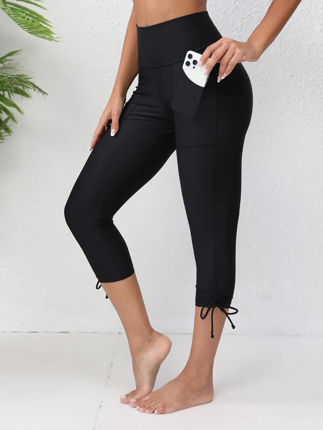 ATTRACO Womens Swim Capri Pants - Capri Swim Leggings for Women