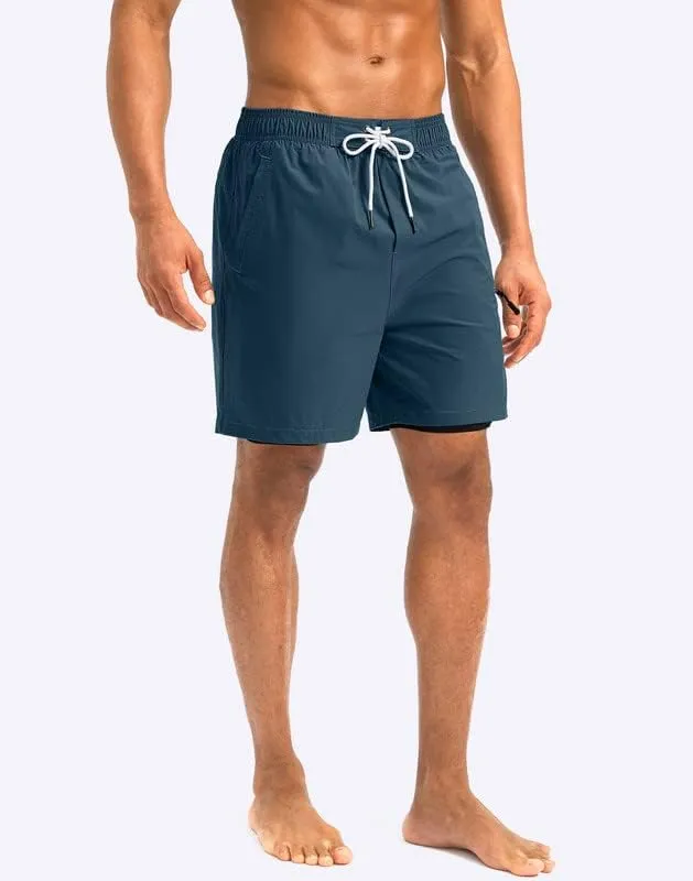 G Gradual Mens Swim Trunks with Compression Liner 5 inch Inseam Quick Dry Bathing Suits with Zipper Pocket-No Thigh Chafing