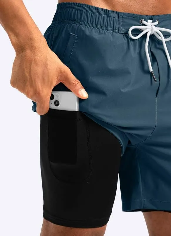 G Gradual Mens Swim Trunks with Compression Liner 5 inch Inseam Quick Dry Bathing Suits with Zipper Pocket-No Thigh Chafing