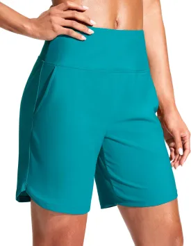 G Gradual Women's 7" Quick Dry Swim Board Shorts Swimming Bottoms High Waisted Beach Shorts for Women with Liner Pockets