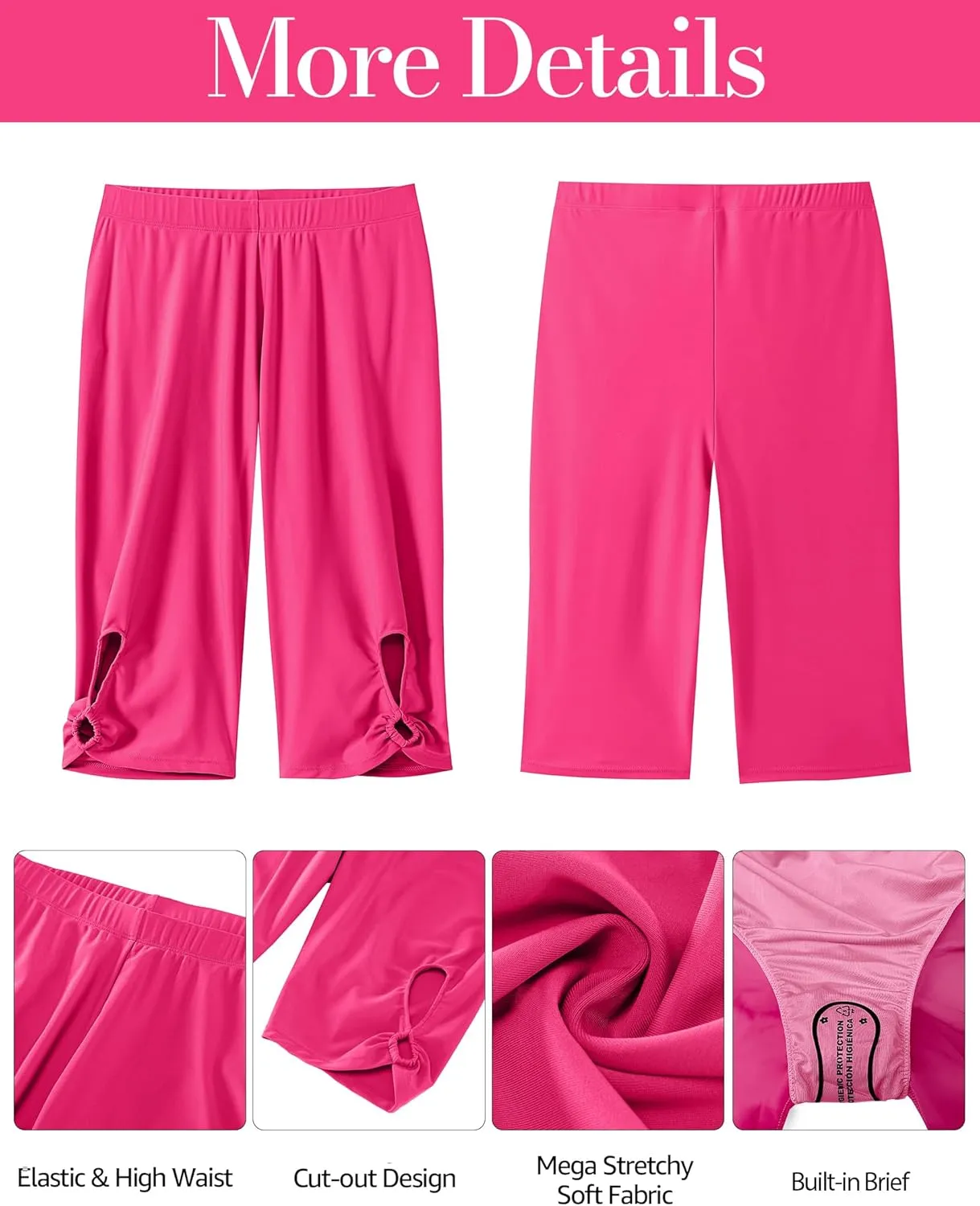 GRAPENT Swim Shorts Women High Waisted Cutout Beach Long Board Shorts Swimwear 11'' Inseam Short Swim Pants Bottom Only