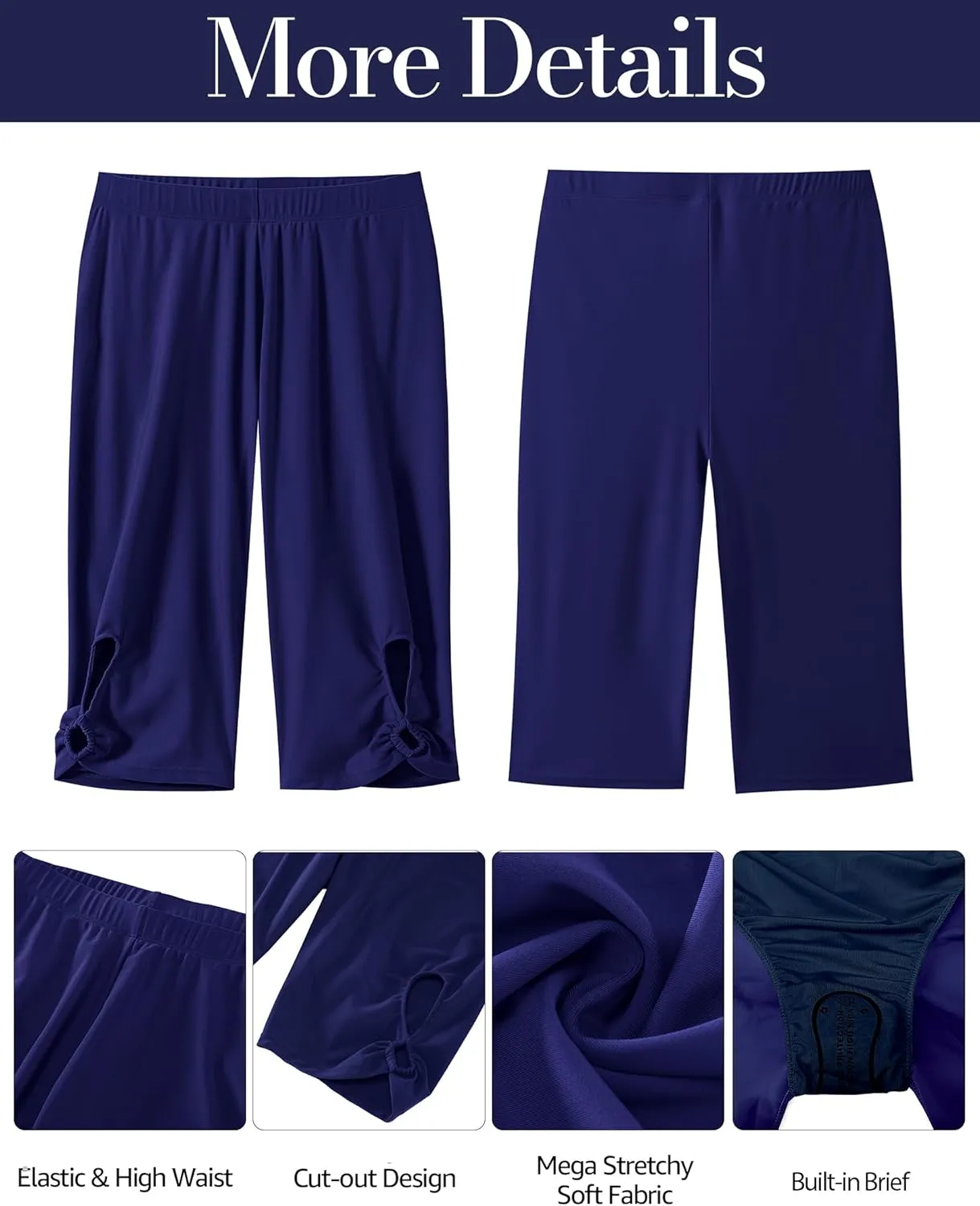 GRAPENT Swim Shorts Women High Waisted Cutout Beach Long Board Shorts Swimwear 11'' Inseam Short Swim Pants Bottom Only