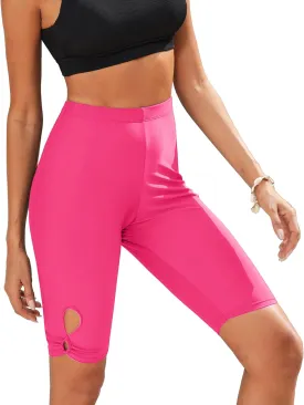 GRAPENT Swim Shorts Women High Waisted Cutout Beach Long Board Shorts Swimwear 11'' Inseam Short Swim Pants Bottom Only