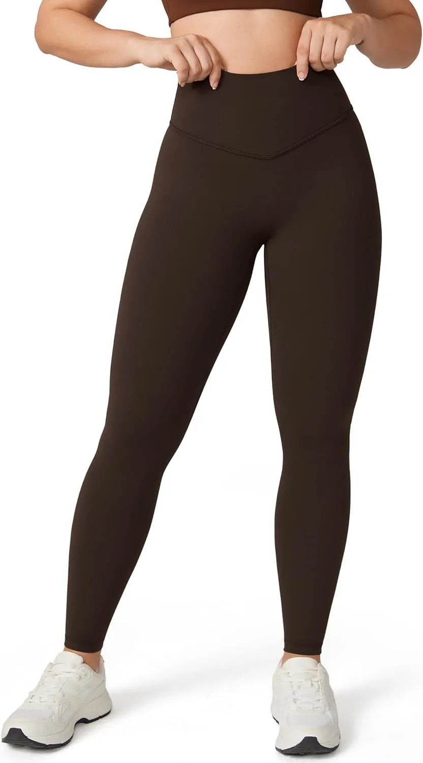 Hugcurve No Front Seam Full Length High Waisted Workout Leggings for Women Buttery Yoga Pants Athletic Tights - 28''