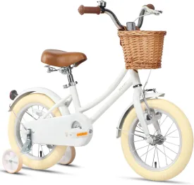 Little Molly 12-20 Inch Kids Retro Cruiser Bike for 2-13 Year Old with Wicker Basket & Training Wheels/Kickstand, Multiple Colors