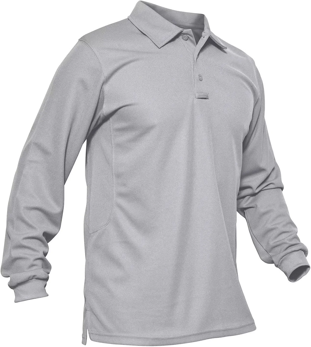 MAGCOMSEN Men's Polo Shirts 3 Button Quick Dry Performance Long Sleeve Tactical Shirts Pique Jersey Golf Shirt
