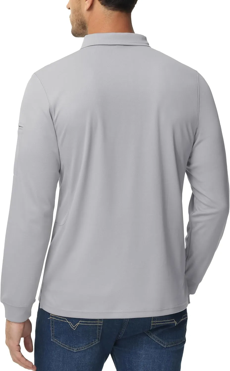 MAGCOMSEN Men's Polo Shirts 3 Button Quick Dry Performance Long Sleeve Tactical Shirts Pique Jersey Golf Shirt