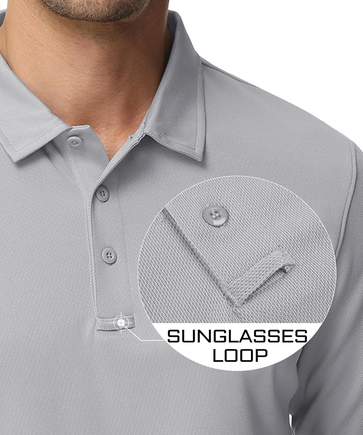 MAGCOMSEN Men's Polo Shirts 3 Button Quick Dry Performance Long Sleeve Tactical Shirts Pique Jersey Golf Shirt