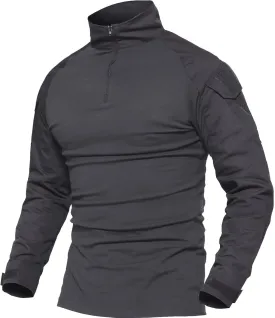 MAGCOMSEN Men's Tactical Military Shirts 1/4 Zip Long Sleeve Shirt with Pockets