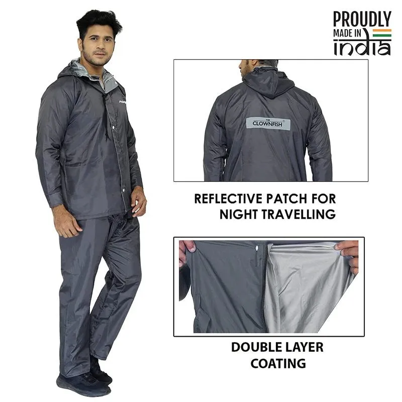 Men Rain Coat - Waterproof, Reversible Design | Includes Pants | Size: XXL | Color: Grey