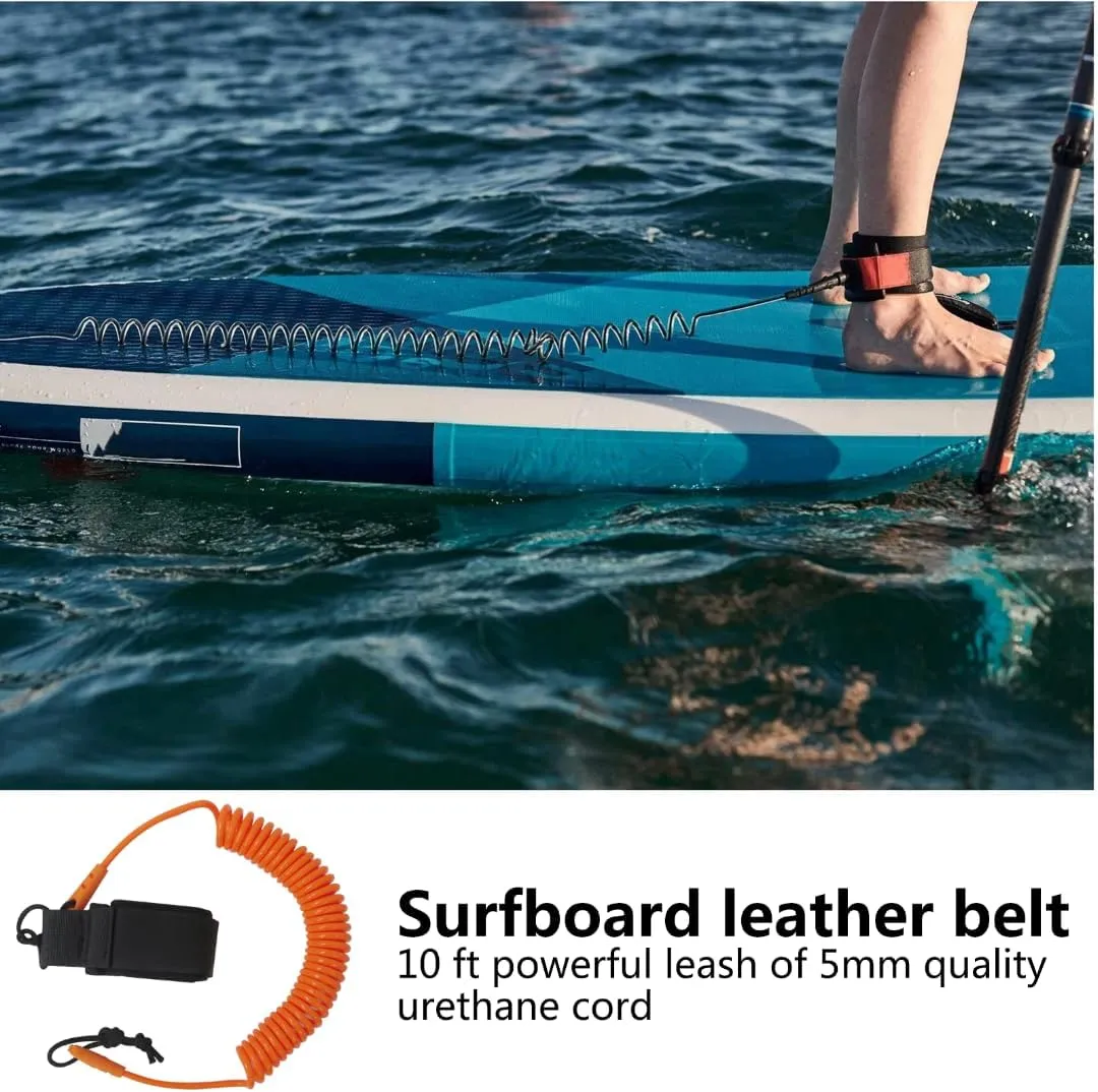 Premium Coiled SUP Leash 10 FT Surfboard Leash Sup Leg Rope Strap Stand Up Paddleboard Leash - Orange