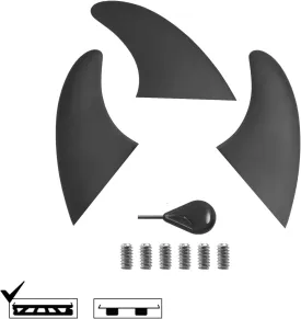 Surfboard Fin Set of 3 with 1 No-Tool Fin Screw - Fiberglass Reinforced Thruster Fins for Longboard, Soft Top Surfboard & Paddle Board (Black), Medium