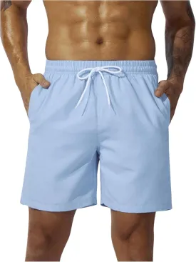SweatyRocks Men's Drawstring Waist Swim Trunks Solid Bathing Suits Shorts with Pockets