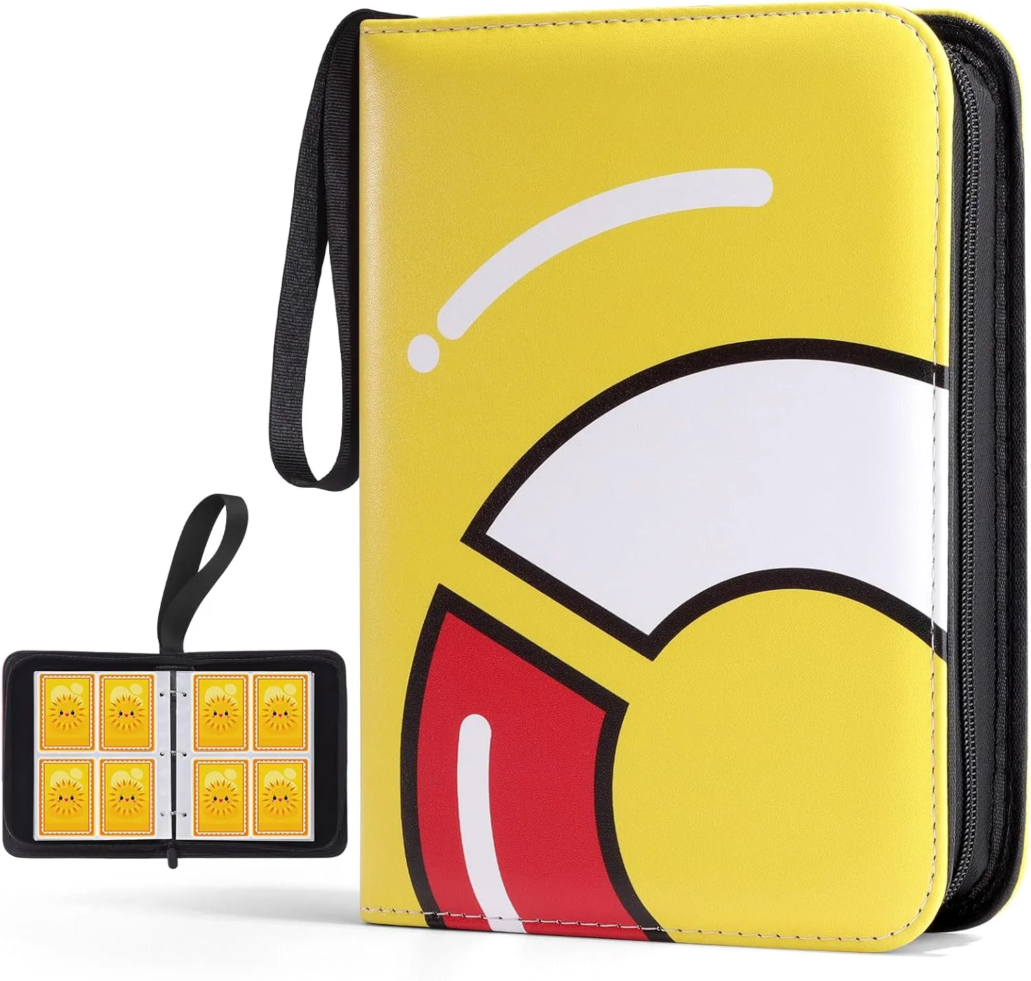 Trading Card Binder-400 Card Holder, 4 Pockets with Removable 50 Sleeves, Card Collector Album with Zipper, Portable Display Storage Holder Book for Sports Card, Game Card(Yellow)
