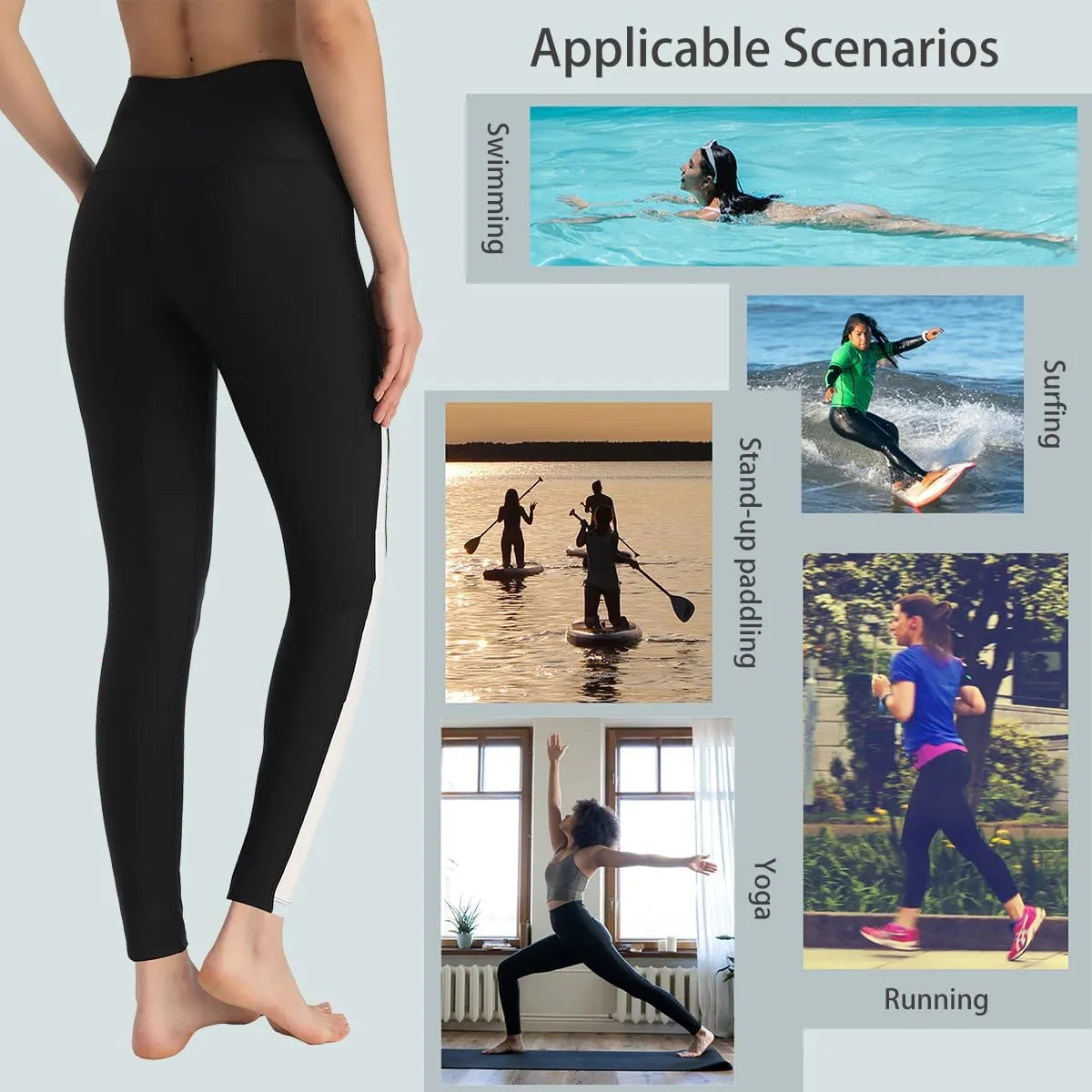 Ubestyle UPF 50  High Waist Women's Long Swim Pants Swim Leggings Swimming Tights Sun Protective