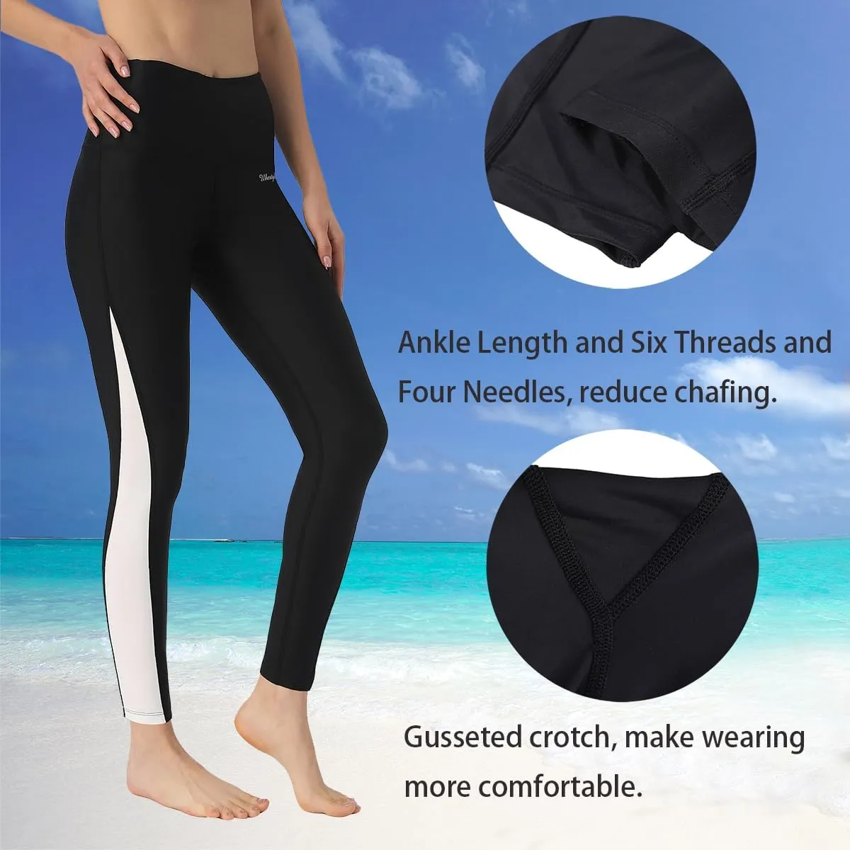 Ubestyle UPF 50  High Waist Women's Long Swim Pants Swim Leggings Swimming Tights Sun Protective