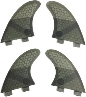 UPSURF Surfboard Fins (4 Fins) K2.1 Double Tabs Fins Base Honeycomb Fiberglass Quad fin with 1 Key & 8 Screws