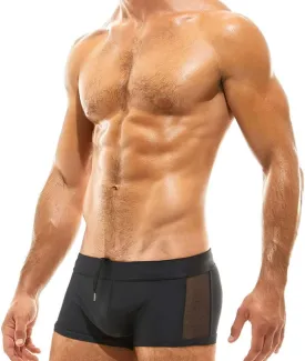 UXH Swimwear Men Sexy Mesh Open Back Swimsuits Swim Briefs Bikini Board Surf Shorts Trunk