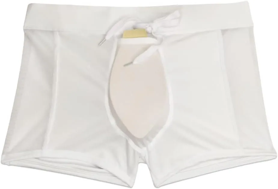 UXH Swimwear Men Sexy Mesh Open Back Swimsuits Swim Briefs Bikini Board Surf Shorts Trunk