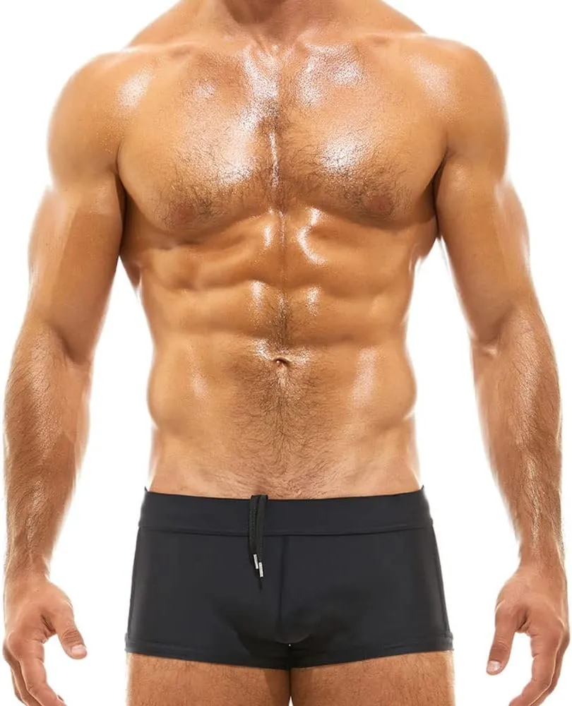 UXH Swimwear Men Sexy Mesh Open Back Swimsuits Swim Briefs Bikini Board Surf Shorts Trunk
