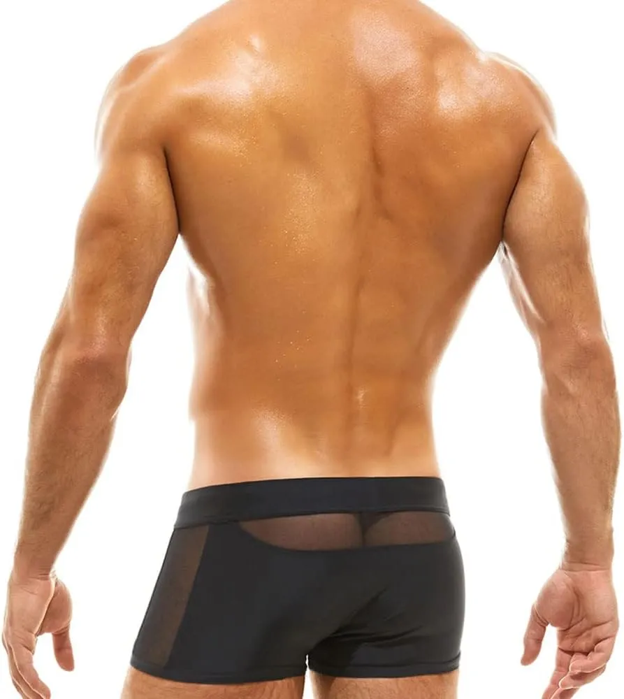 UXH Swimwear Men Sexy Mesh Open Back Swimsuits Swim Briefs Bikini Board Surf Shorts Trunk