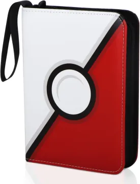 VCISPOK Red-White Card Binder with 50 Removable Pages, Faux Leather Material, 400 Card Capacity