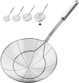 YFWOOD 7.9 Inch Spider Strainer Skimmer, Reinforced Double Coil Wire Skimmer with Large Handle Solid Stainless Steel Strainer Ladle for Cooking and Frying (1 - Piece)